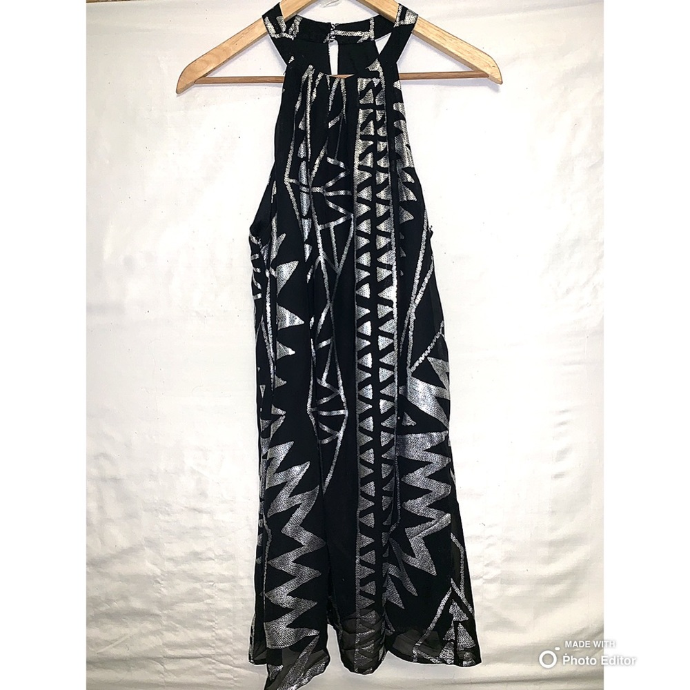 Black / Silver Cocktail Party Dress Medium - Picture 2 of 6